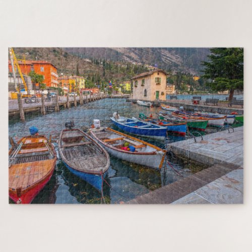 Fishing Boats on the Lake in Riva del Garda Italy Jigsaw Puzzle