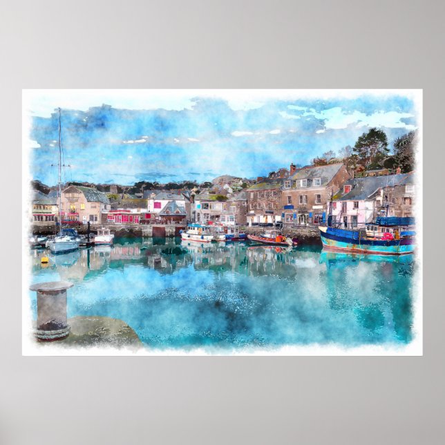 Fishing Boats - Padstow Harbour, Cornwall, UK Poster (Front)