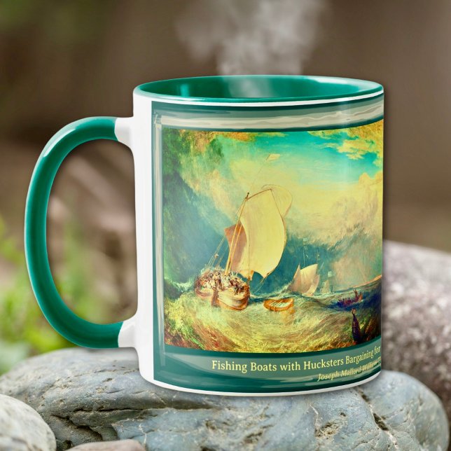 Fishing Boats Painting Maximalist  Mug (Sip in Style: Fishing Boats Painting Maximalist Mug!)