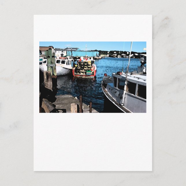 Fishing Boats Painting Postcard (Front)