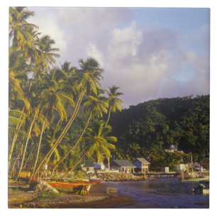 Fishing boats, Soufriere, St Lucia, Caribbean Ceramic Tile
