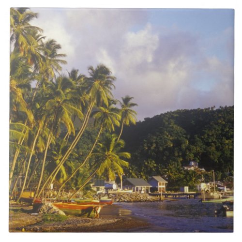 Fishing boats Soufriere St Lucia Caribbean Ceramic Tile