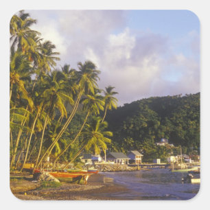 Fishing boats, Soufriere, St Lucia, Caribbean Square Sticker