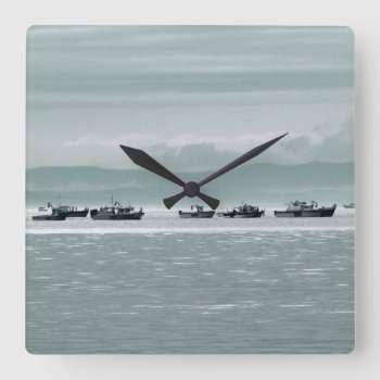 Fishing Boats Square Wall Clock by northwest_photograph at Zazzle