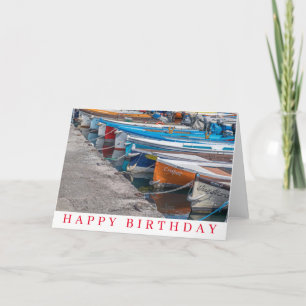 Fishing boats view birthday card