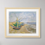 Fishing Boats | Vincent Van Gogh Framed Art<br><div class="desc">Fishing Boats on the Beach at Saintes-Maries (1888) by Dutch post-impressionist artist Vincent Van Gogh. Original artwork is an oil on canvas seascape painting depicting several fishing boats on the ocean shore.

Use the design tools to add custom text or personalize the image.</div>