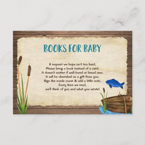 Fishing boy baby shower book request inserts