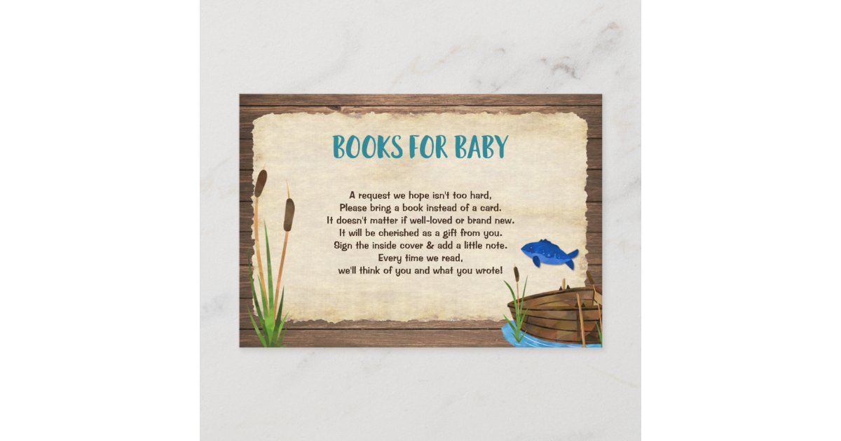 Fishing boy baby shower book request inserts