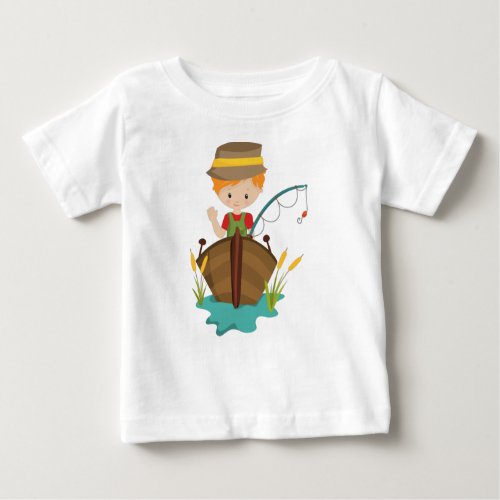 Fishing Boy Fisherman Fishing Rod Orange Hair Baby T_Shirt