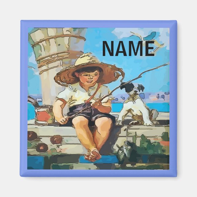 Fishing Boy, Personalize, Magnet (Front)