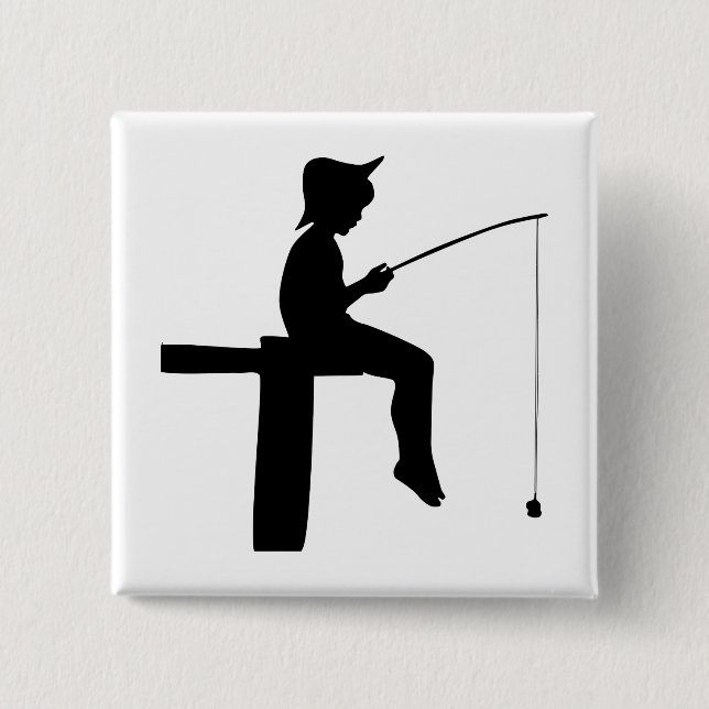 Fishing Boy Silhouette Button (Front)