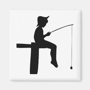 Fishing Boy Silhouette Magnet