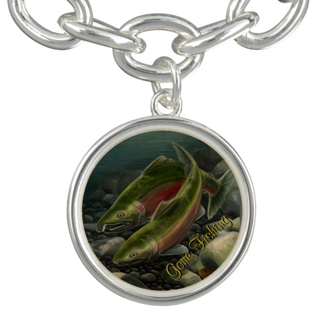 Fishing Bracelet Gone Fishing Charm Bracelet Custo (Design)