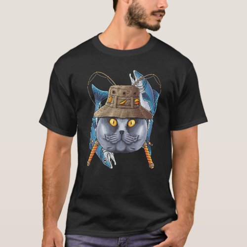 Fishing British Shorthair Outdoor Fisherman Cat Fl T_Shirt