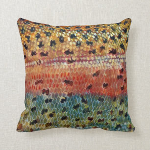 Fishing Brook Trout 16 x 16 Throw Pillow