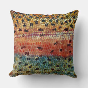 Fishing Brook Trout 20 x 20 Throw Pillow