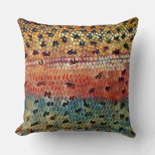 Fishing Brook Trout 20 x 20 Throw Pillow (Front)