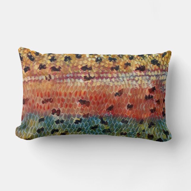 Fishing Brook Trout Lumbar Pillow (Front)