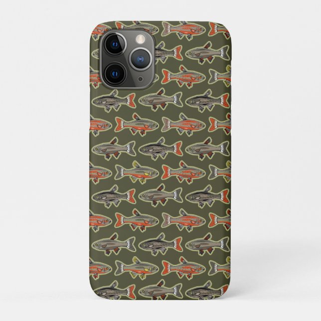 Fishing Brook Trout Orange, Gray, Green - NH Fish Case-Mate iPhone Case (Back)