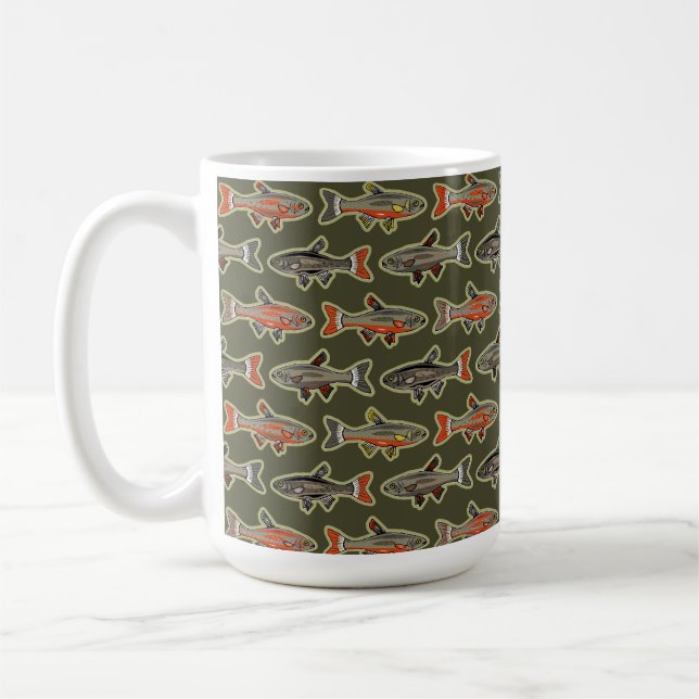 Fishing Brook Trout Orange, Gray, Green - NH Fish Coffee Mug (Left)