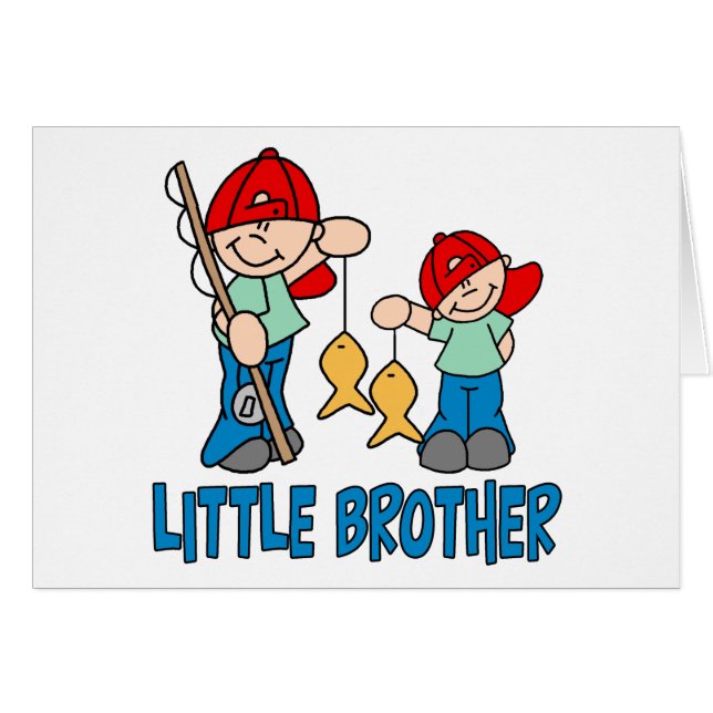 Fishing Buddies Little Brother Blank Card (Front Horizontal)