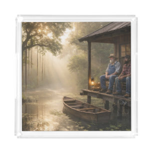 Fishing Cabin in The Louisiana Bayou Acrylic Tray