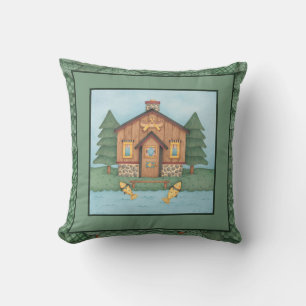 Fishing Cabin Throw Pillow