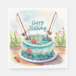 Fishing Cake Birthday party for Fishing lovers Napkins