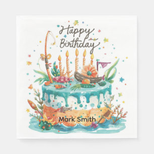 Fishing Cake Birthday party for Fishing lovers Napkins