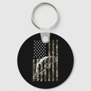 Fishing Camo American Flag B Patriotic Women Men K Keychain
