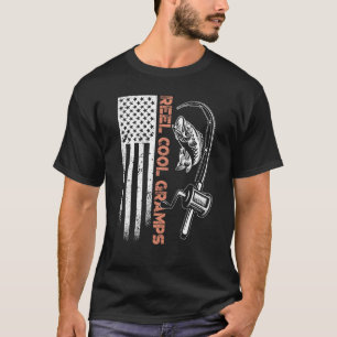 Fishing Camouflage American Flag Fish Reel cool Gr T-Shirt