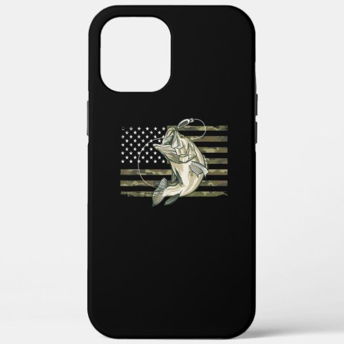 Fishing Camouflage Us American Flag Bass Fishing iPhone 12 Pro Max Case