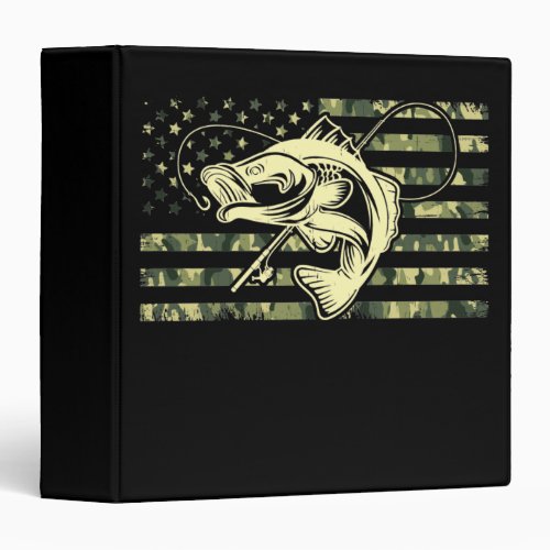 Fishing Camouflage USA Flag for Bass Fisher 3 Ring Binder