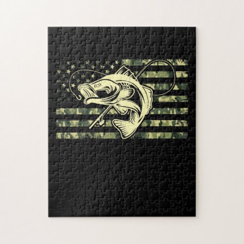 Fishing Camouflage USA Flag for Bass Fisher Jigsaw Puzzle