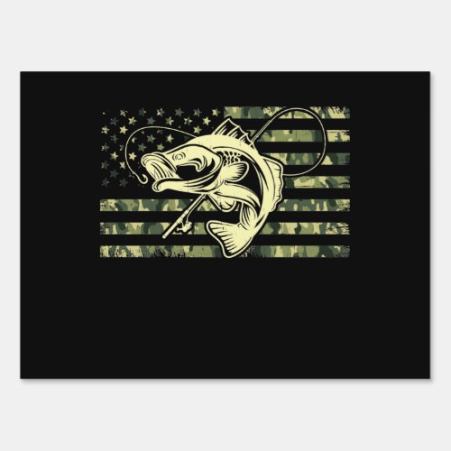 Fishing Camouflage USA Flag for Bass Fisher Sign