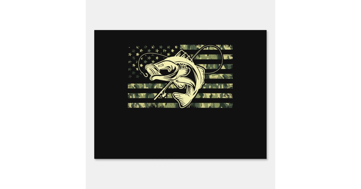 Fishing Camouflage USA Flag for Bass Fisher Sign