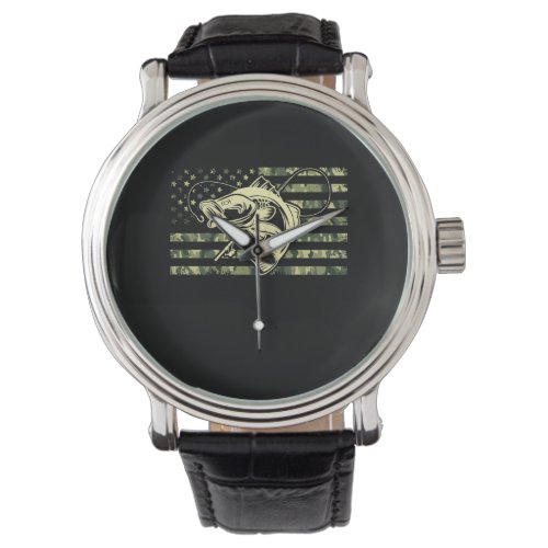 Fishing Camouflage USA Flag for Bass Fisher Watch