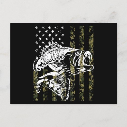 Fishing Camouflage USA Flag for Bass Fisherman Announcement Postcard