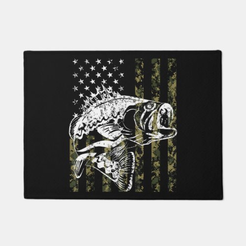 Fishing Camouflage USA Flag for Bass Fisherman Doormat