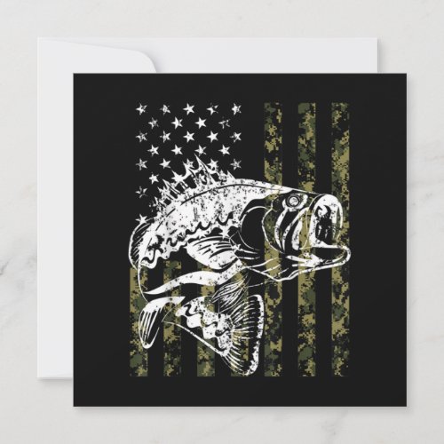 Fishing Camouflage USA Flag for Bass Fisherman Invitation