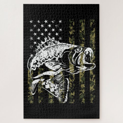 Fishing Camouflage USA Flag for Bass Fisherman Jigsaw Puzzle