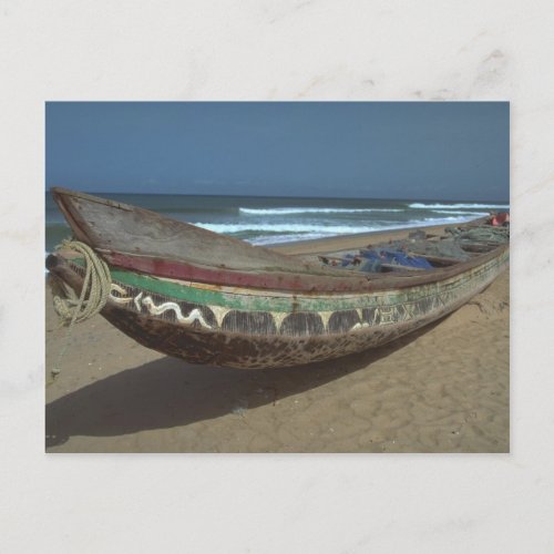 Fishing canoe on Keta Beach Ghana Postcard