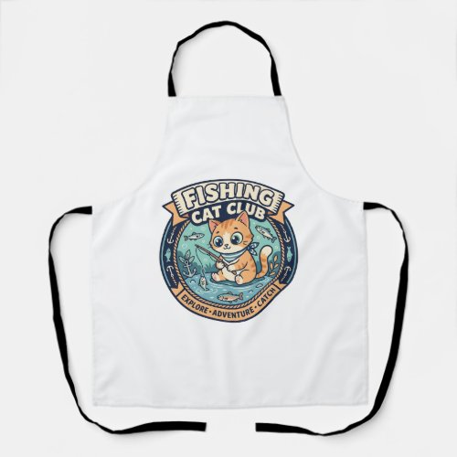 Fishing Cat Cute Cat T-Shirt Design - Fishing Cat  Apron