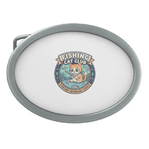Fishing Cat Cute Cat T-Shirt Design - Fishing Cat  Belt Buckle