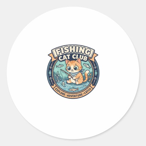 Fishing Cat Cute Cat T-Shirt Design - Fishing Cat  Classic Round Sticker