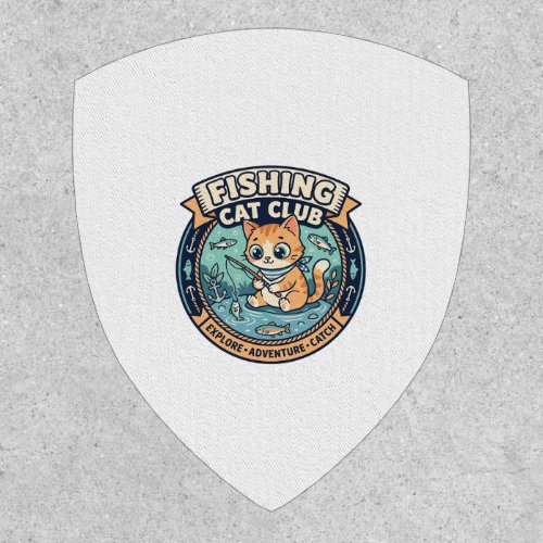 Fishing Cat Cute Cat T-Shirt Design - Fishing Cat  Patch