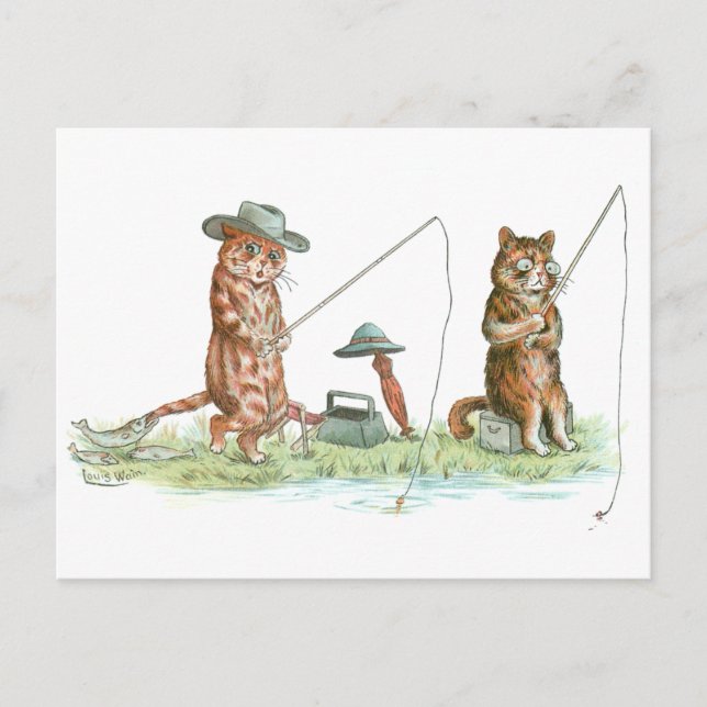 Fishing Cats by Louis Wain Postcard (Front)