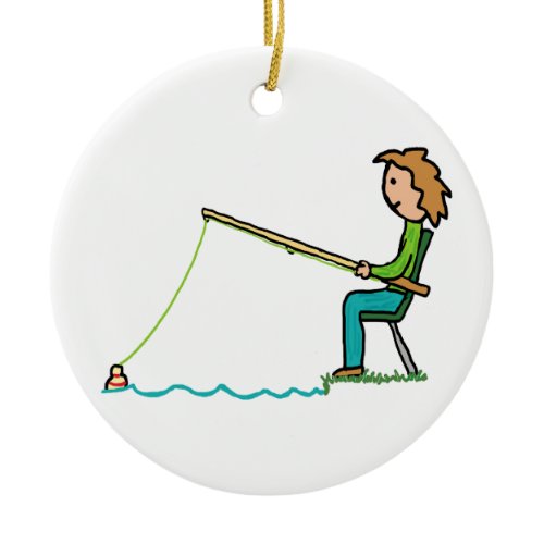 Fishing Ceramic Ornament