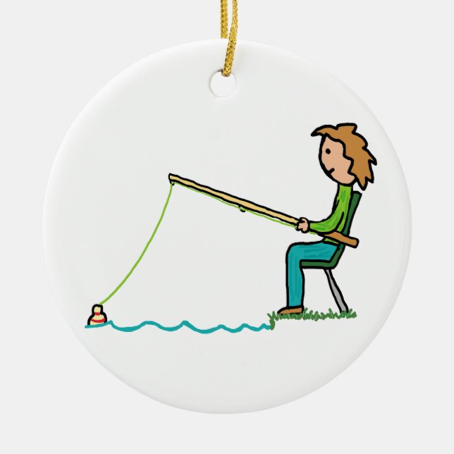 Fishing Ceramic Ornament (Front)