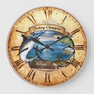 Fishing Champion (customizable) Clock